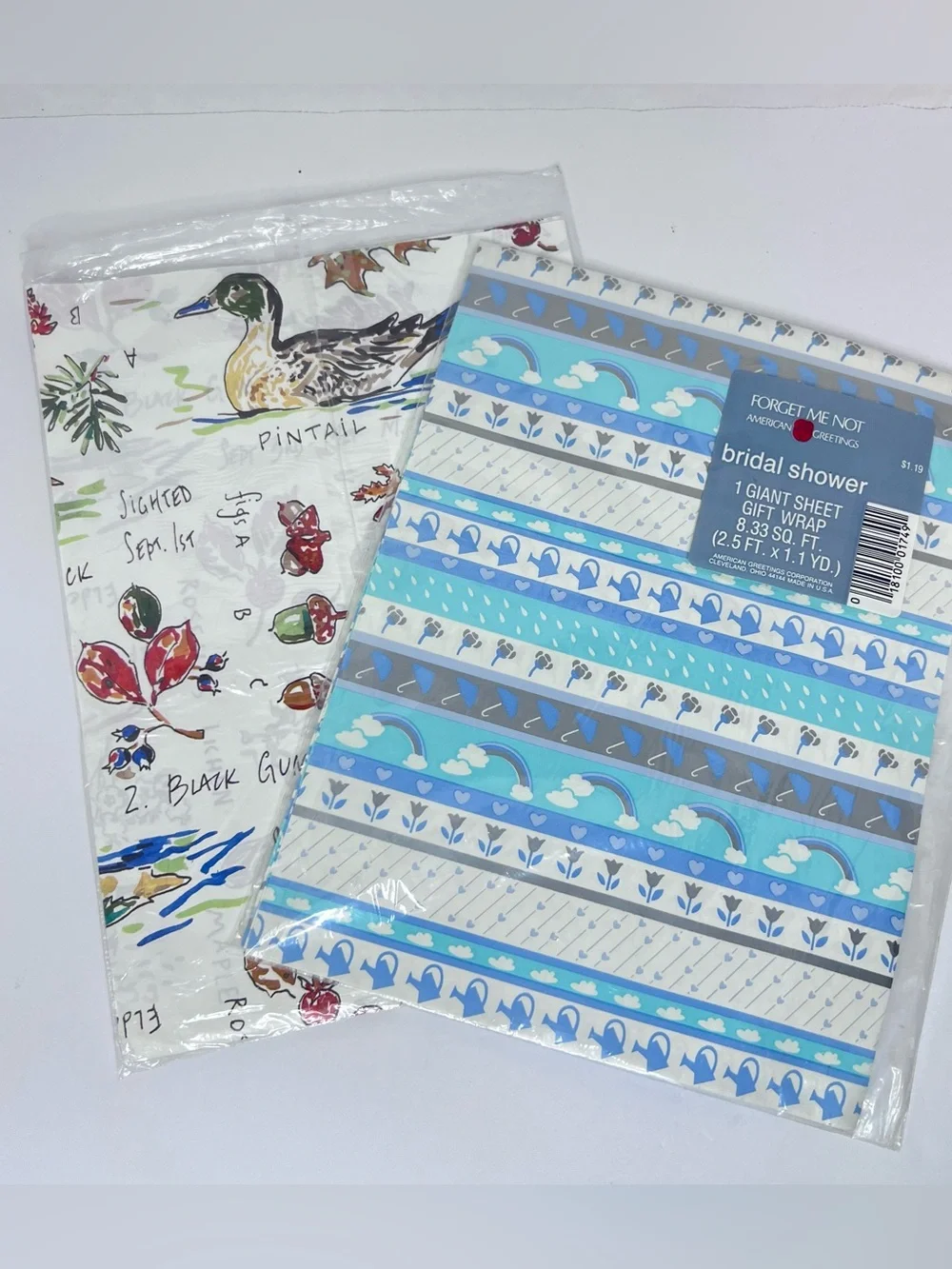 Vintage Duck Forrest Rain Gift Wrap Sheets American Greetings New Junk Journal